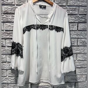 Karl Lagerfeld Bell Sleeve Pullover Tie neck